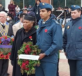 RNAO President Dr. Claudette Holloway laid a wreath on behalf of RNAO at a Remembrance Day service at East York Civic Centre Memorial Gardens