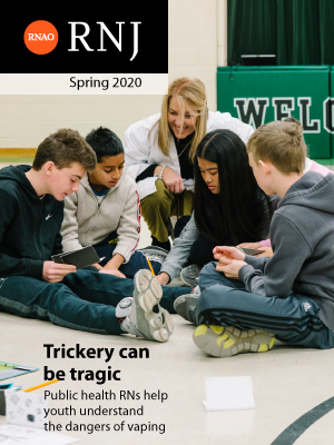 Cindy Baker-Barill with Grade 7 students at Markham’s St. Patrick Catholic Elementary School