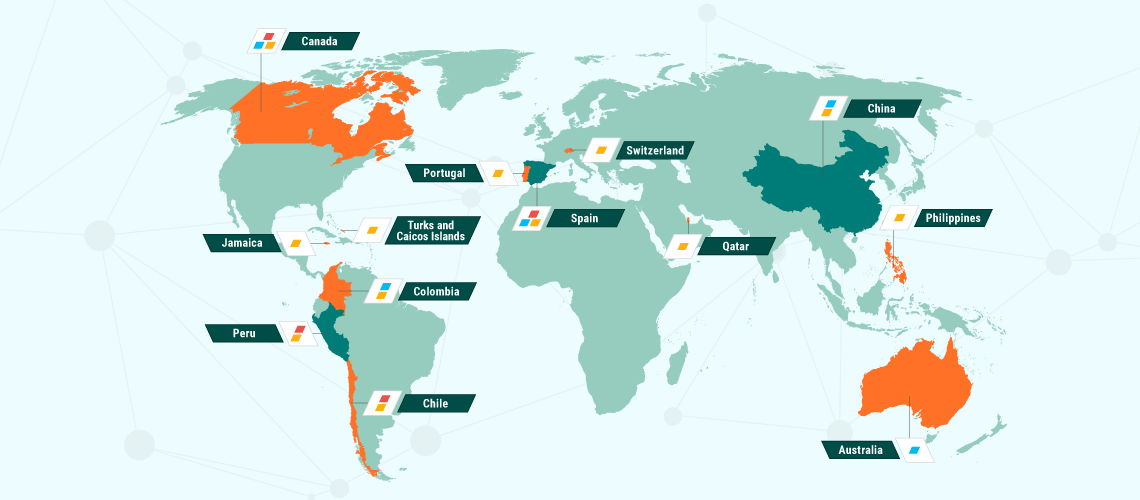 Map of all the countries where BPSOs exist