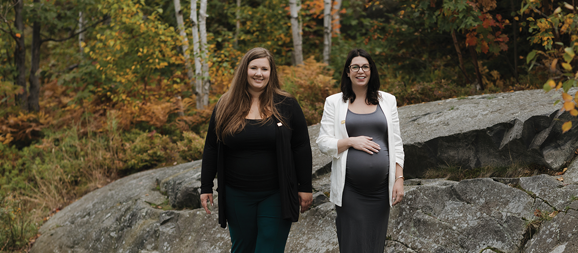 Carolyn Marshall (left) and Caroline Miller at Laurentian Conservation Area-Sudbury