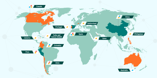 Map of all the countries where BPSOs exist