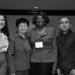  RNAO President Angela Cooper Brathwaite (second from right) offered a keynote presentation to graduates of the CARE Centre for Internationally Educated Nurses on May 11. Pictured (at left and right, respectively) are graduates Marie Antonette Maceda and Ian Lacamento, as well as CARE Executive Director Ruth Lee, one of this year’s RNAO Lifetime Achievement Award winners. 