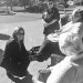 RNAO CEO Doris Grinspun (kneeling) joins Meadow Park Long-Term Care life enrichment co-ordinator Brenda Lucier (standing) for a tour of the Chatham home on Oct. 4. Grinspun met resident council president Verna Chalcraft (in white) and resident Judy Allott outside as they enjoyed a bit of sunshine on a warm fall day. 