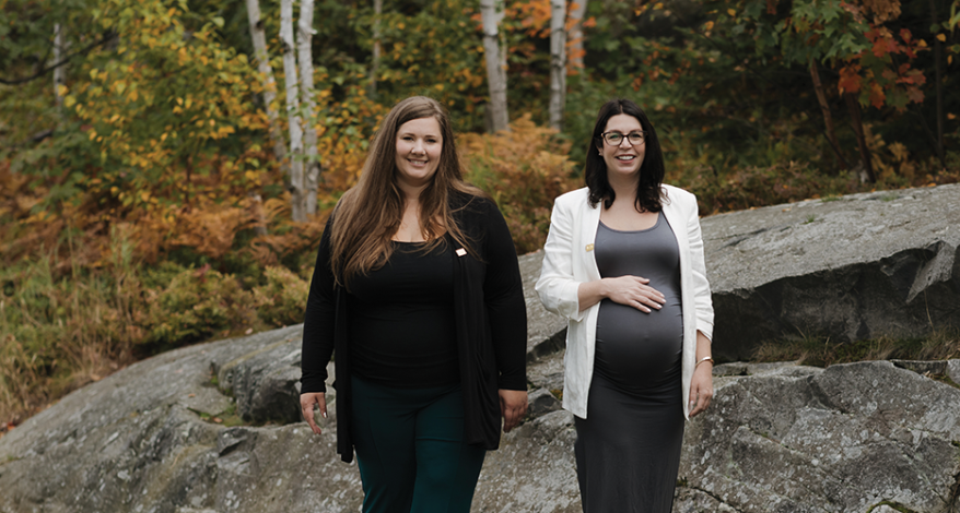 Carolyn Marshall (left) and Caroline Miller at Laurentian Conservation Area-Sudbury