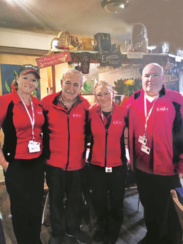 (From L to R): Kate Auger, NP, Eli El-Chantiry, Ottawa city councillor, Marci Auger, Ornge paramedic, and Nathan Kelly, RNAO region 3 representative on the board of directors, were in Ottawa late last year as part of the Emergency Medical Assistance Team (EMAT) response to two tornadoes that touched down. EMAT deployed its Mental Health Response Team (MHRT) to provide support to the affected communities at the request of Ontario Premier Doug Ford.  