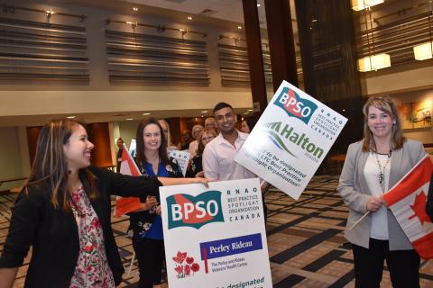 Members of the newest BPSO cohort wait to enter during RNAO's 2019 AGM's opening ceremonies