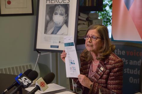 CEO Doris Grinspun at RNAO's press conference  about COVID-19