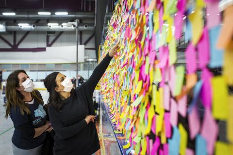 Post-it-note messages at Seymour-Hannah clinic