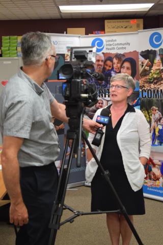 Janet Hunt speaks with local media at TYMTW event in Middlesex Elgin.  Source: Janet Hunt