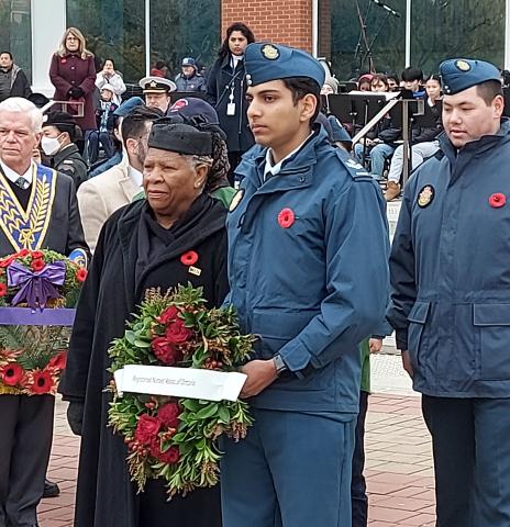 RNAO President Dr. Claudette Holloway laid a wreath on behalf of RNAO at a Remembrance Day service at East York Civic Centre Memorial Gardens