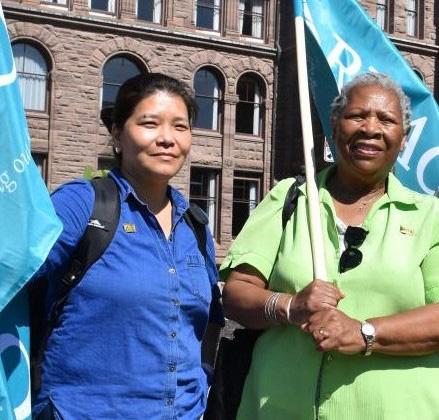 (From right) RNAO President Dr. Claudette Holloway and President-Elect NP Lhamo Dolkar attend a September March in Toronto to End Fossil Fuels.