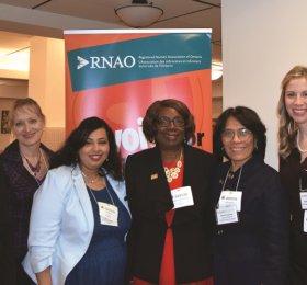 RNAO president Angela Cooper Brathwaite with members at Queen's Park day.
