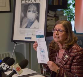 CEO Doris Grinspun at RNAO's press conference  about COVID-19