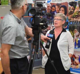 Janet Hunt speaks with local media at TYMTW event in Middlesex Elgin.  Source: Janet Hunt