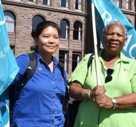 (From right) RNAO President Dr. Claudette Holloway and President-Elect NP Lhamo Dolkar attend a September March in Toronto to End Fossil Fuels.
