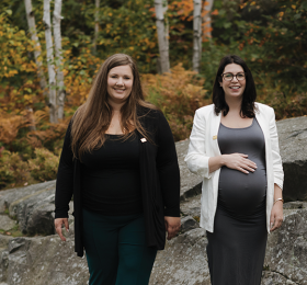Carolyn Marshall (left) and Caroline Miller at Laurentian Conservation Area-Sudbury