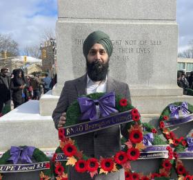Ameek Singh at Brampton Remembrance Day ceremony